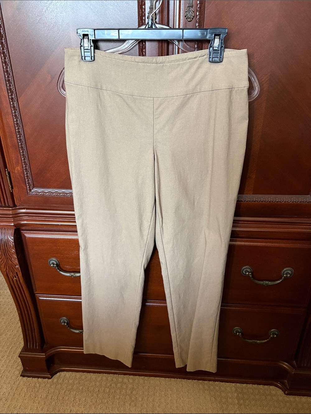 NIC+ZOE Beige Pull-On Straight-Leg Pants